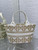 Dior M1328 Hat Basket Bag White and Gold-Tone Macrocannage Embroidery