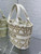 Dior M1328 Hat Basket Bag White and Gold-Tone Macrocannage Embroidery