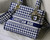 Dior Medium Lady D-Life Bag M0565 Navy Blue and White Butterfly Embroidery