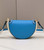 Fendi 8BT346 Moonlight Shoulder Saddle Leather Bag Blue