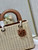 Dior M0565 Medium Lady Dior Bag Natural Wicker With Brown Snake