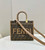 Fendi 8BH394 Fendi Sunshine Small Brown FF jacquard fabric shopper