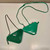 Prada 1NR015 Embellished satin and leather mini-pouch Green