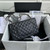 Chanel A01112 Flap Handbag Classic bag Grained shiny Calfskin Black Silver