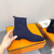 Hermes Shoes H212161Z Duo Ankle Boot Bleu Foncé