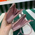 Prada 1NR015 Embellished satin and leather mini-pouch Pink