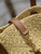 YSL 740375 Panier Medium In Raffia And Vegetable-Tanned Leather Apricot
