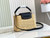 LV M55011 Louis Vuitton Capucines BB Handbag Straw Leather Beige Black
