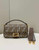 Fendi 8BR600 Baguette Brown houndstooth wool bag with FF embroidery