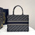 Dior Book Tote M1296 Medium Ecru and Blue Dior Oblique Embroidery