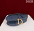 Dior M0455 Saddle Bag With Strap Navy Blue Grained Calfskin M0456