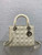 Dior M0565 Medium Lady Dior Bag Beige Grained Cannage Calfskin Silver
