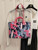 Chanel A66941 Large Tote Printed Velvet Wooden Pearls & Gold-Tone Metal Red & Multicolour