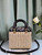Dior M0505 MINI Lady Dior Bag Natural Wicker navy Blue