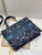 Dior M1296 Medium Book Tote Blue Roses embroidery