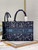 Dior M1296 Medium Book Tote Blue Roses embroidery