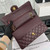 Chanel A01112 Flap Classic 11.12 Handbag Grained Calfskin & Gold-Tone Metal wine Red