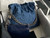 Chanel 22 Handbag Gold-Tone Metal Canvas AS3260 Blue denim