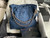 Chanel 22 Handbag Gold-Tone Metal Canvas AS3260 Blue denim