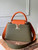 LV M57523 Louis Vuitton Capucines MM Handbag Green and Brown