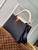 LV M21043 Louis Vuitton Capucines MM Handbag Black / Greige Doux / Scarlet