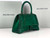Balenciaga 59283328 Hourglass Top Handle in Dark Green Suede Calfskin with Rhinestones