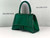 Balenciaga 59283328 Hourglass Top Handle in Dark Green Suede Calfskin with Rhinestones