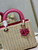 Dior M0565 Medium Lady Dior Bag Natural Wicker With Pink Snake