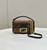 Fendi 8BS017 Mini Baguette Brown FF jacquard fabric bag with sequins