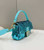 Fendi 8BR600 Medium Baguette Turquoise sequin and leather bag 8601