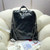 Chanel 22 Backpack Shiny Calfskin AS3313 Black With Sliver Logo