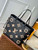 LV M58907 Louis Vuitton Neverfull MM Bag M45685 Monogram Empreinte Leather Black with Beige Logo