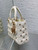 Dior M0531 Small Lady Dior Bag White Cannage Lambskin with Gold-Finish Butterfly Studs