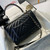 Chanel A92236 Flap Bag With Top Handle Lambskin & Gold-Tone Metal V Gird Black