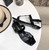 YSL Cassandra Flat Sandals Leather With Monogram Black 30133 - luxibagsmall