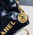 Chanel 22 Mini Handbag Shiny Calfskin AS3260 Pearl Chain Black with Gold