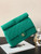 Chanel AS4199 Clutch Wool Jersey & Gold-Tone Metal Dark Green