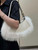 Fendi 8BS068ALS9F1IVS O’Lock Swing Camellia leather and fox fur pouch 8573 White