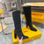 Fendi Women Shoes 8W8348AKXOF1GAA Cut High-heeled blue FF chenille boots 192526