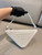 Prada 1NQ043 Triangle leather pouch White