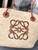 Loewe 169470054 LOEWE x Paula's Ibiza Anagram Small Basket Bag in Iraca Palm with Leather Handles Tan