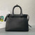 Prada 1BA434 Black Prada Buckle Medium Leather Handbag With Belt