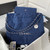 Chanel 22 Handbag Silver-Tone Metal Canvas AS3260 Blue denim