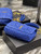 YSL 515821 Jamie Leather-Trimmed Raffia Shoulder Bag Blue