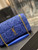 YSL 515821 Jamie Leather-Trimmed Raffia Shoulder Bag Blue