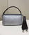 Fendi 8BR600 Medium Baguette Silver sequin and leather bag 8601