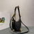Prada 1BC194 Prada Arqué Re-Nylon and Brushed Leather Shoulder Bag Black