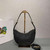 Prada 1BC194 Prada Arqué Re-Nylon and Brushed Leather Shoulder Bag Black