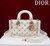 Dior M0540 Medium Lady D-Joy Bag White Cannage Lambskin with Gold-Finish Sun Studs