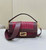 Fendi 8BR600 Baguette Wine Red interlaced leather and raffia bag 8630